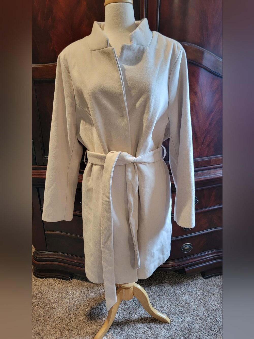 Women's Plus Size Cream H&M Wrap Coat XXL